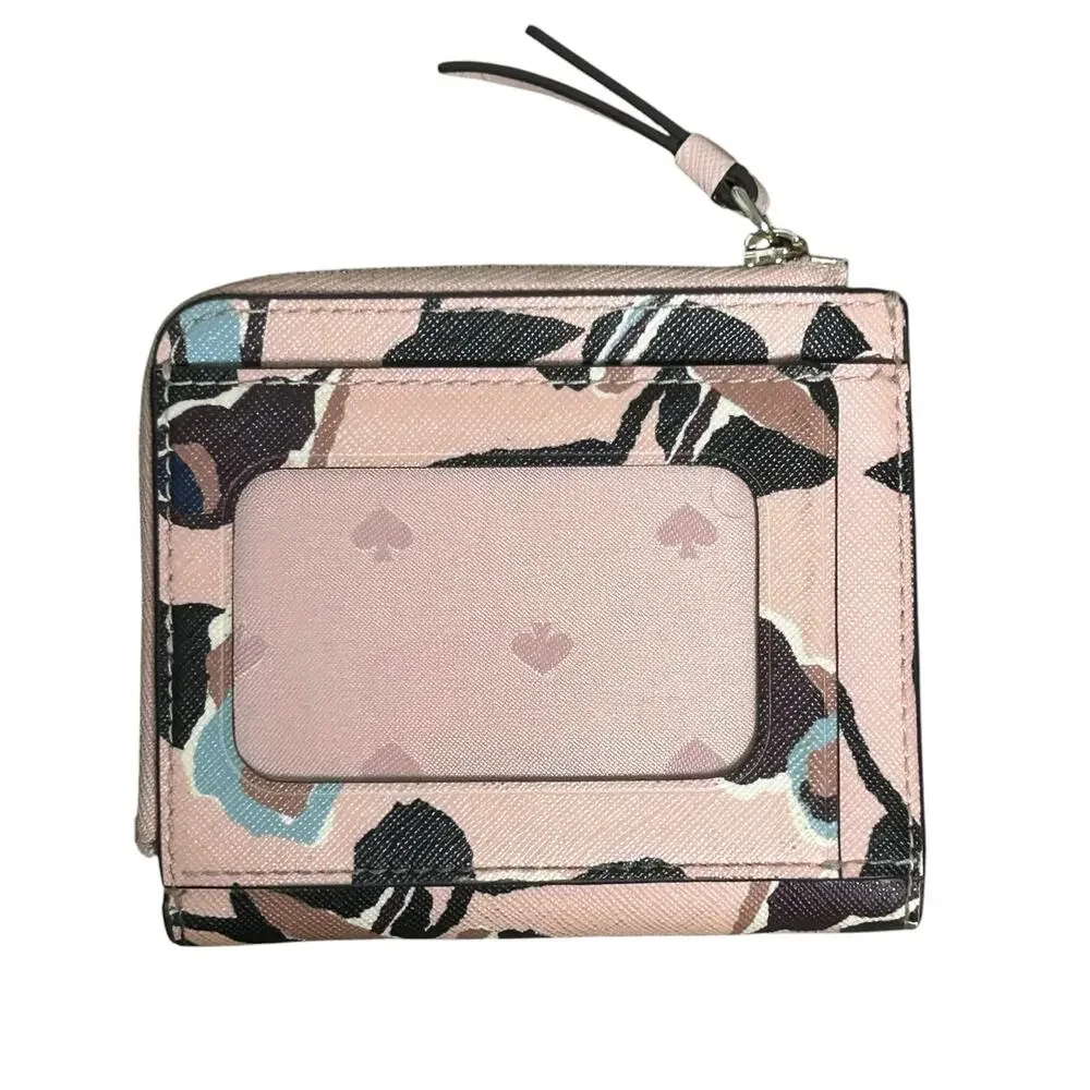 Kate Spade Cameron Paper Rose Small L-Zip Bifold Wallet